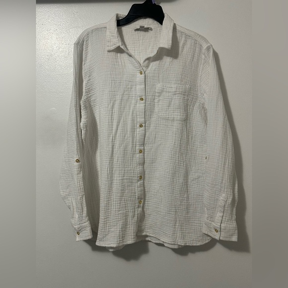 Anne Klein White Cuffed Sleeve Button Down Shirt - Picture 3 of 7